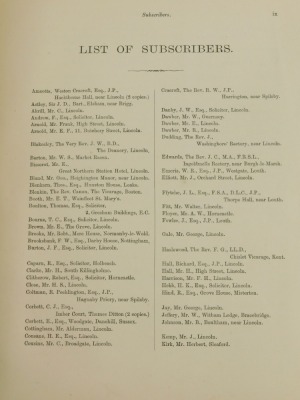 Padley (J.S). FENS AND FLOODS OF MID-LINCOLNSHIRE, author's presentation copy, list of subscribers, publisher's cloth, folio, Lincoln, 1882. - 4