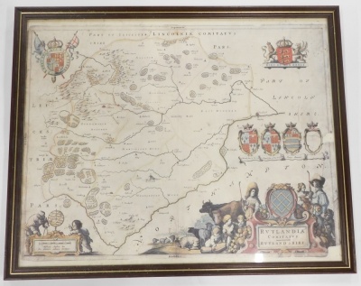 A facsimile map, showing parts of Lincolnshire and Rutland, 40cm x 51cm. - 2