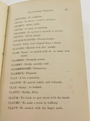 Brogden J. Ellett), PROVINCIAL WORDS AND EXPRESSIONS CURRENT IN LINCOLNSHIRE, publisher's cloth, 1866, Good (Jabez) LINCOLNSHIRE GLOSSARY, publisher's wrappers, 1900 (2) - 5