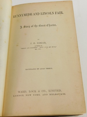 Edgar (J.G.), RUNNYMEDE AND LINCOLN FAIR... publisher's cloth, 8vo, (n.d.) c.1900. - 2