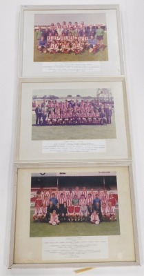 Three photographic prints of the Lincoln city squads, 1975/76, 28cm x 41cm, 1977/78 and 1980/81, each glazed, mounted and framed. (3)