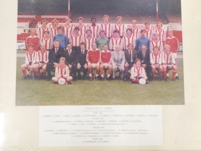 Three photographic prints of the Lincoln city squads, 1975/76, 28cm x 41cm, 1977/78 and 1980/81, each glazed, mounted and framed. (3) - 2