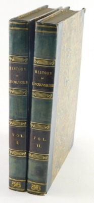 Allen (Thomas) THE HISTORY OF THE COUNTY OF LINCOLN, 2 vol., hand-coloured engraved map, 40 engraved plates, list of subscribers, contemporary half-calf over patterned boards, large 4to, 1833.