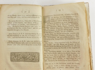 [Anon] Lincoln.- AN HISTORICAL ACCOUNT OF THE ANTIQUITIES IN THE CATHEDRAL CHURCH OF ST MARY, LINCOLN later wrappers, 8vo, W. Wood, Lincoln, [1771]. - 4
