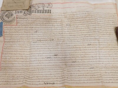 Manuscripts.- Lincolnshire.- a group of 8 manuscripts relating to Lincolnshire, including a poor law receipt book, a grammar school exercise book, some conveyances and a pedigree. (8) - 2