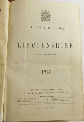 Directories.- KELLY'S DIRECTORY OF LINCOLNSHIRE, 1905 § .- KELLY'S DIRECTORY OF LINCOLNSHIRE, 1913 § Hagar & Co. COMMERCIAL DIRECTORY OF THE MARKET TOWNS OF LINCOLNSHIRE, 1849, publisher's cloth § Pigot & Co. COMMERCIAL DIRECTORY OF LINCOLNSHIRE, later c - 2