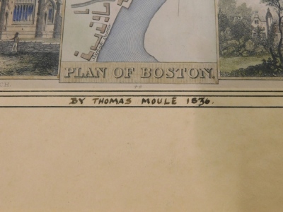 After Ogleby. Road from London to Boston in Lincolnshire map in colours, 34cm x 44cm, and a late plan of Boston from the 1836 original bookplate. (2) - 4