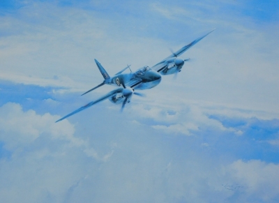 After Taylor. Mosquito, print, signed by Leonard Cheshire to the mount, 30cm x 47cm and L Cork (20thC) portrait of Guy Gibson. (2)