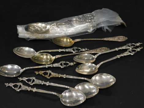 Various Continental white metal spoons