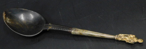 A 17thC silver and white metal spoon