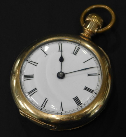 A yellow coloured metal fob watch