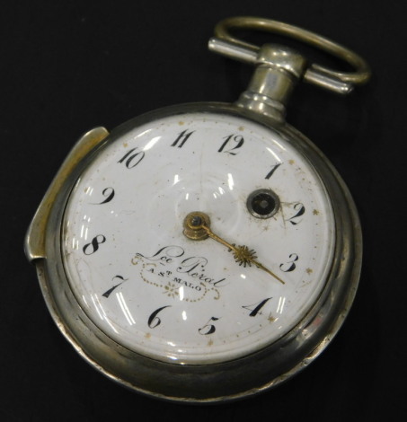 A 19thC French white metal cased pocket watch