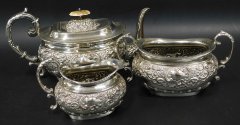 A silver plated three piece tea service