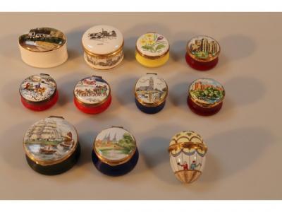 Eleven modern enamel patch boxes