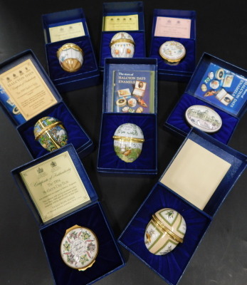 A collection of eight Halcyon Days enamel boxes