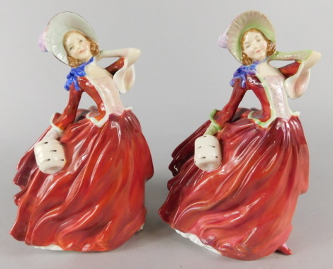 Two Royal Doulton Autumn Breeze porcelain figurines