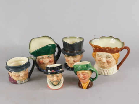 Six Royal Doulton character jugs