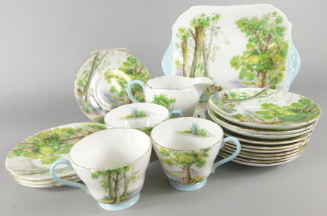 A Shelley Woodland part bone china tea service