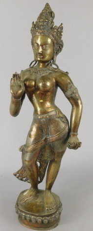 A silvered metal Indian style figure of a goddess