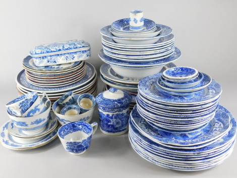 A large quantity of blue and white printed pottery
