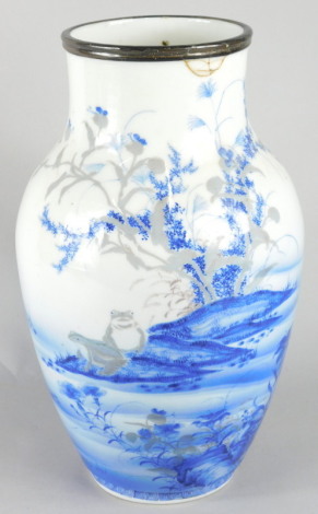 A Japanese blue and white porcelain vase