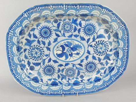 A 19thC Staffordshire blue printed meat dish