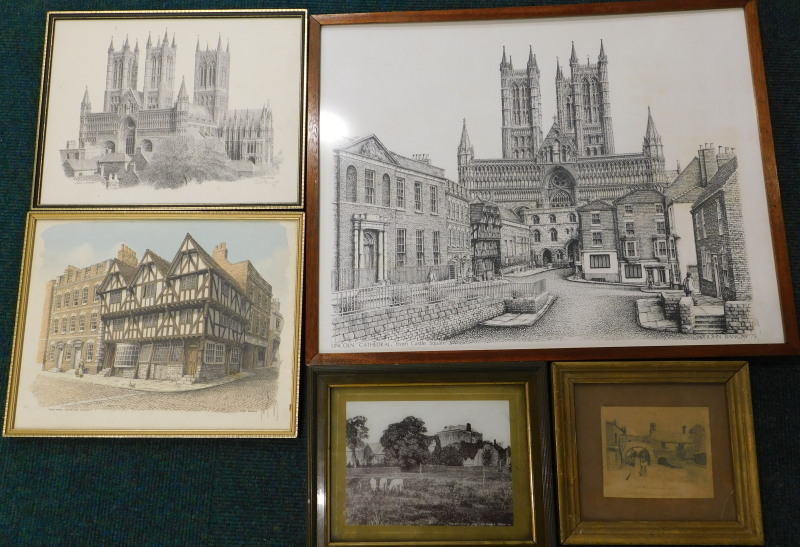 John Bangayリンカーン大聖堂 金属板 エッチング John Bangay. Lincoln Cathedral from Castle Square
