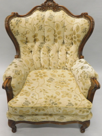 An Italian style stained beech armchair