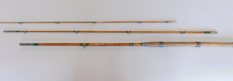 A Wallis Wizard three piece split cane fly fishing rod