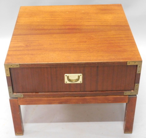 A mahogany campaign style low table