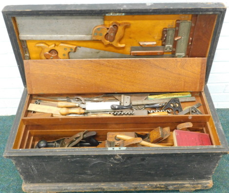 An ebonised pine cabinet maker's tool chest