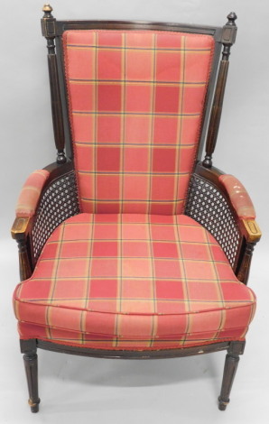 A Continental bergere type armchair