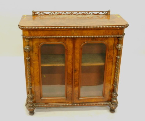 A Victorian burr walnut side cabinet