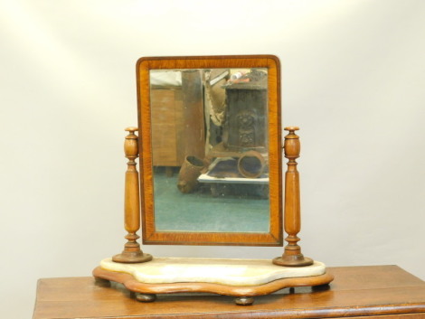 A 19thC mahogany and pitch pine dressing table mirror