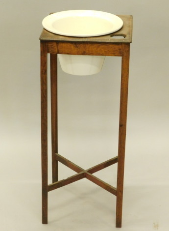 A 19thC oak wash stand