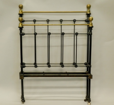 A late 19th/early 20thC brass and ebonised iron single bed