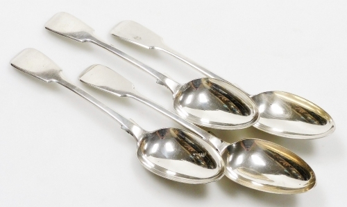 A set of four Victorian silver Fiddle pattern tablespoons, John and Henry Lias, London 1840, 10.22oz.