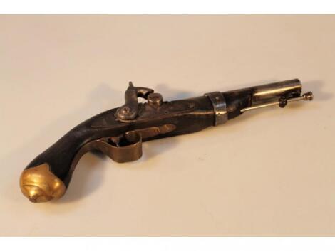 An 18thC/ early 19thC percussion pistol stamped GR & Tower with barrel cleaner