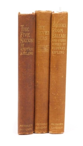 Kipling (Rudyard) BARRACK-ROOM BALLADS..., 1892 ;- THE FIVE NATIONS 1903 FIRST EDITIONS; and another, The Seven Seas, second edition, 8vo, publisher's cloth, 8vo (3)