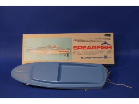 A model flight accessories spear fish power boat with glass fibre hull and super structure