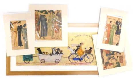 Various fashion prints, late editions, after Toft, The Doggy Taxi Service, 3cm x 81cm, After Naismith print. (a quantity)