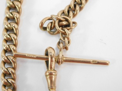 A Feta Fords & Co curb link Albert chain, yellow metal, stamped 9ct, 23cm long, 16g. - 3