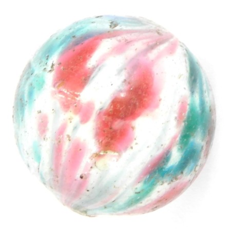 A colour twist marble, in turquoise, pink and blue, 3cm wide. (AF)
