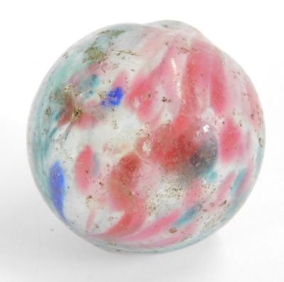 A colour twist marble, in turquoise, pink and blue, 3cm wide. (AF) - 2