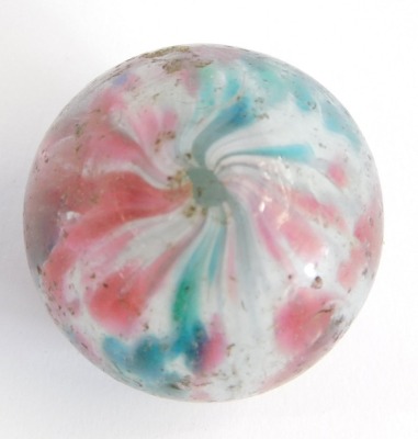 A colour twist marble, in turquoise, pink and blue, 3cm wide. (AF) - 3