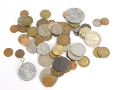 A group of coins and tokens, thru'penny pieces, shillings, sporting badges, etc. (a quantity) - 2