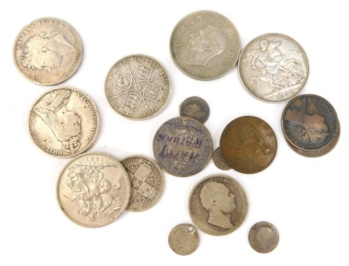 Various silver and other coins, to include an 1897 crown, loose coinage, etc.