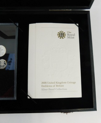 A Royal Mint 2008 United Kingdom Coinage Emblems of Britain silver proof coin set, with certificate of authenticity, number 0683, in presentation box. - 3