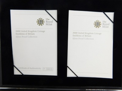 A Royal Mint 2008 United Kingdom Coinage Emblems of Britain silver proof coin set, with certificate of authenticity, number 0683, in presentation box. - 4