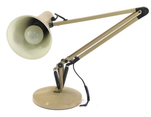 A beige anglepoise desk lamp, 90cm high, fully extended.